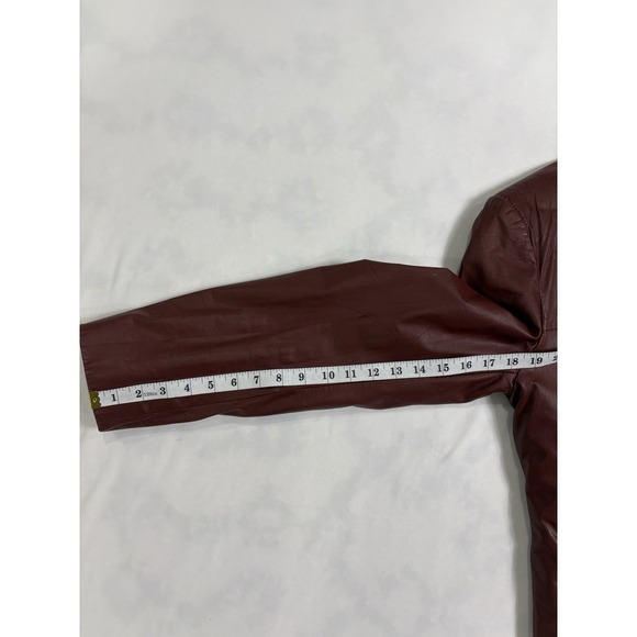 Vintage Saxony Genuine Leather Jacket Men 40 Maroon Quilted Lined Retro - Picture 16 of 16